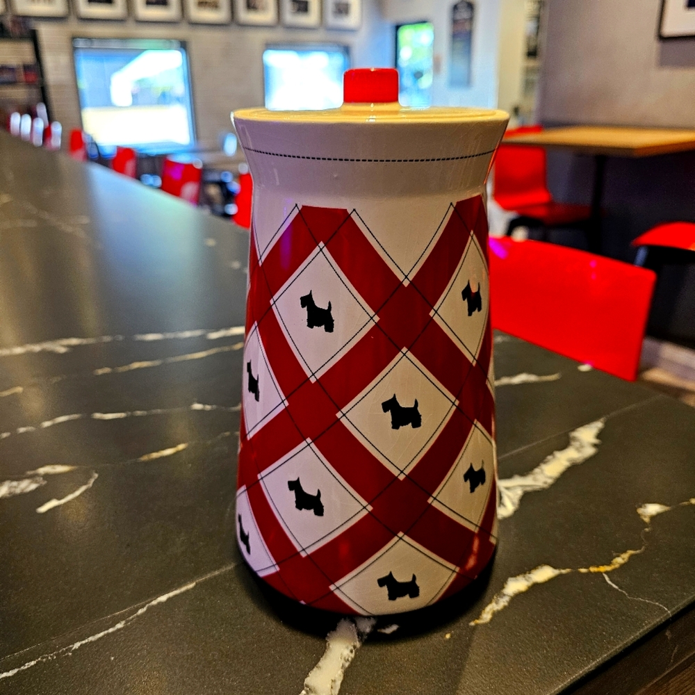 Red and‎ White Dog Pattern Canister